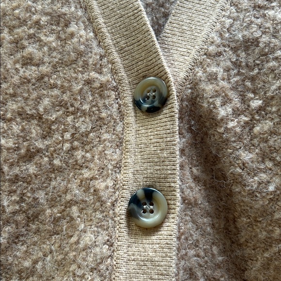 Ann Taylor Tan Button-Front Bouclé Cardigan - Picture 3 of 4